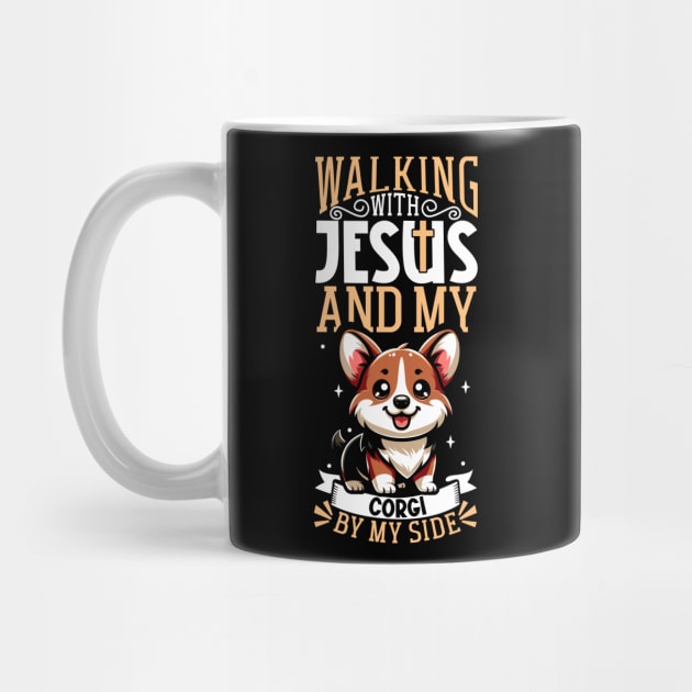 Jesus and dog - Pembroke Welsh Corgi by Modern Medieval Design